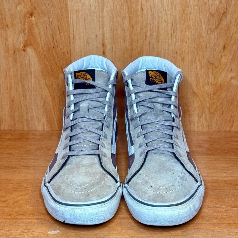 Vans Sk8-HI Old Skool Men 7 Women 8.5 Gray Tan Suede Canvas Skate Shoes Unisex - Picture 6 of 9